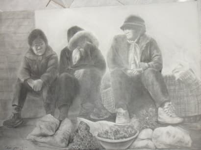 시장사람들 (소묘)